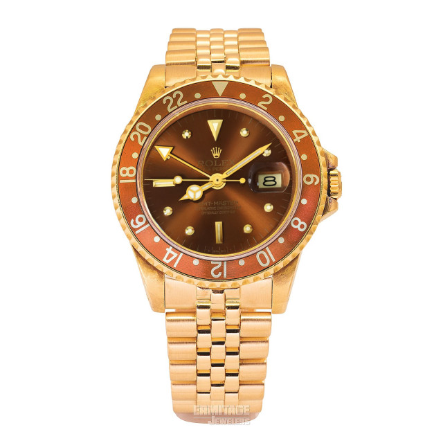 Pre-Owned Rolex GMT-Master II 16758 18kt Yellow Gold 40 mm Luminous Dots & Index On Gold